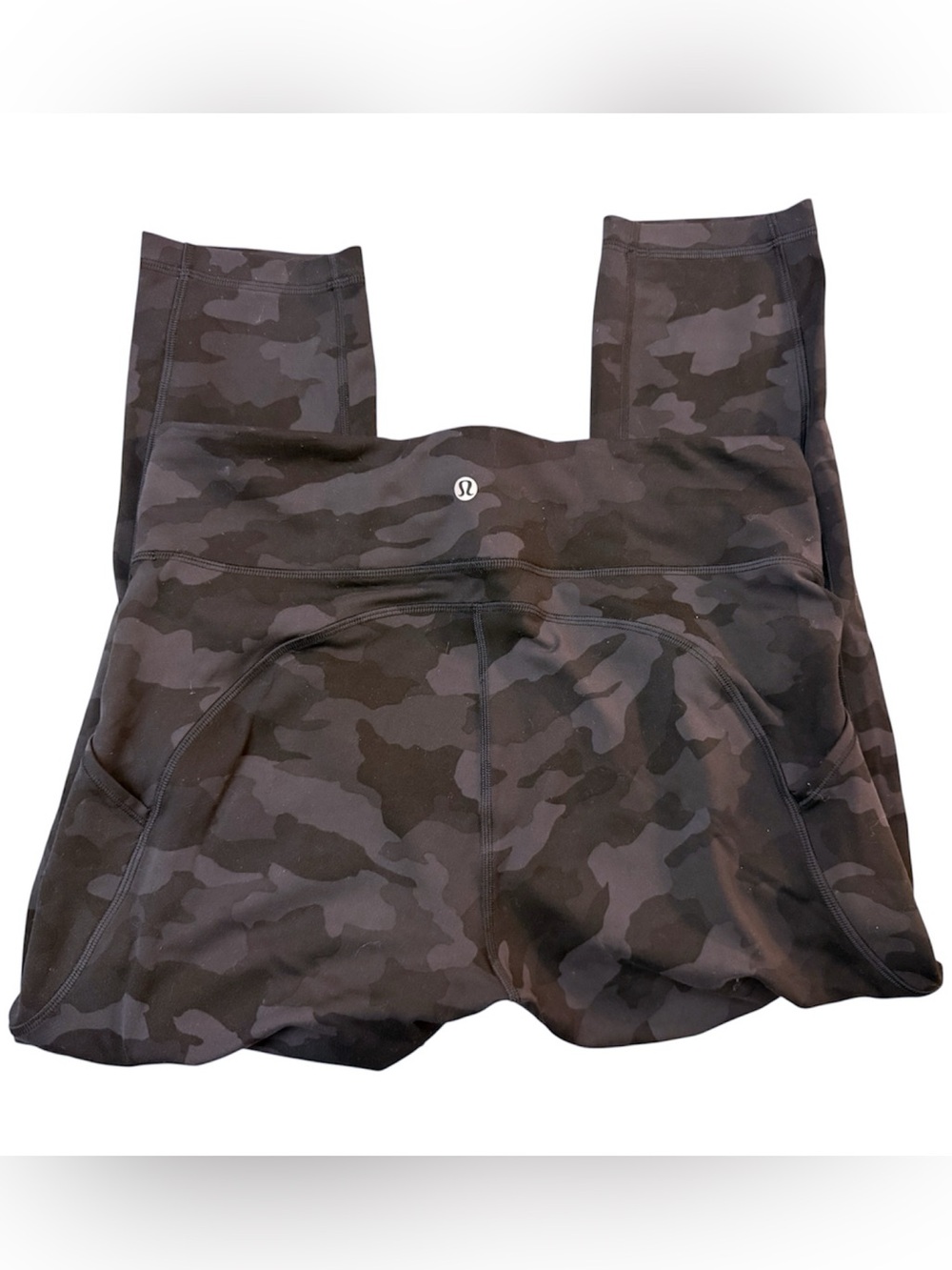 Lululemon Athletica Black & Gray Camo High Rise Leggings Tights Side Pocket